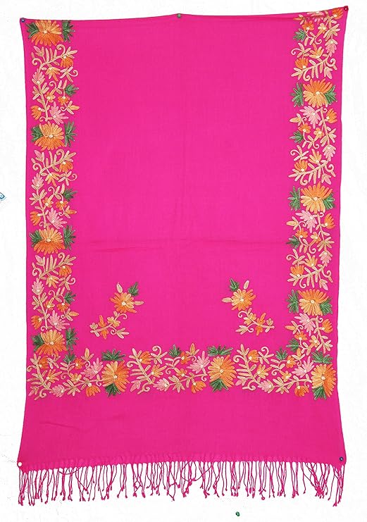 wool Kashmiri Women's Embroidered Shawl-Stole Wrap
