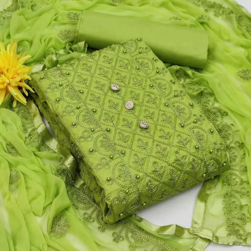 Pure Cotton Salwar Suit Material Embroidered